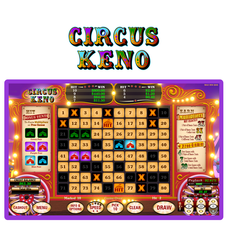 Circus Keno screen shot
